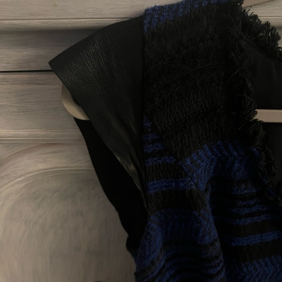 Rebecca Taylor Black &‎ Blue Tweed Striped Fringe Fit & Flare Cocktail Dress - Picture 5 of 10